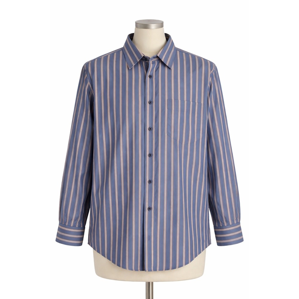 Kenneth Roberts Platinum XXL Blue Striped Button Down Shirt 100% Cotton Workwear